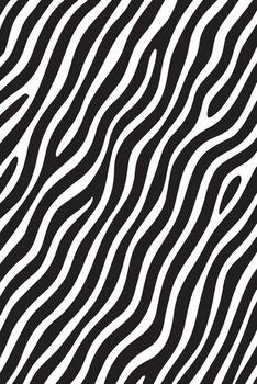 Abstract black and white wavy stripes pattern mimicking the distinctive texture of zebra stripes vector