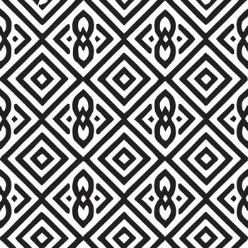 intrincado negro y blanco geométrico modelo presentando repitiendo diamante formas y resumen enclavamiento cifras vector