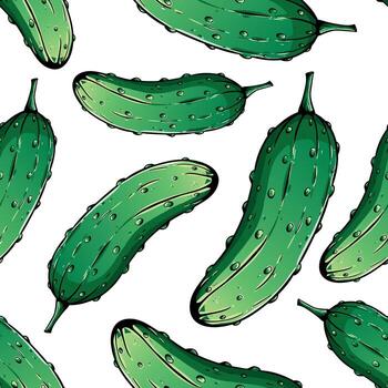 Seamless pattern of cucumbers on white background vector
