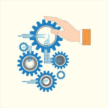 Human Control in Artificial Intelligence Process with Data and Gears vector