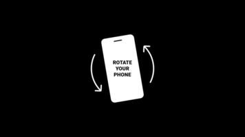 Rotate Your Phone to Landscape orientation. Rotate Your Device from Vertical to Horizontal. Phone Icon Animation on Black Background with 3sec countdown video