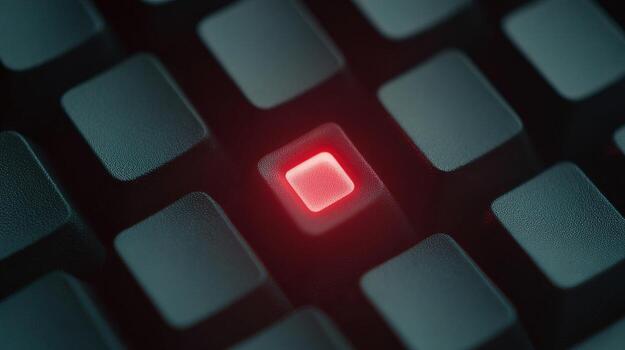 A mischievous red key glows mysteriously amidst shadowy keys, echoing Digital Detox Day and intriguing binary code whispers photo