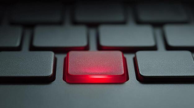 A glowing red button pulses like a digital heartbeat, an ode to Geek Pride Day and International Programmers Day photo