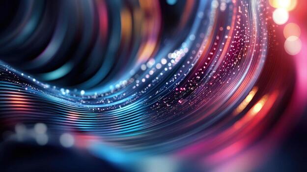 Flowing vibrant streams intertwine showcasing bokeh effects and colorful lights in an abstract composition photo