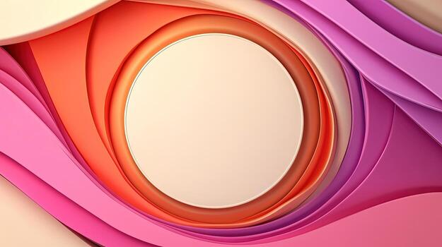 Elegant abstract background showcases layered arcs transitioning from vibrant orange to soft pink with center transparency photo