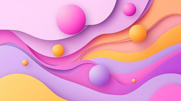 Colorful layers with spheres create a three dimensional soft texture abstract background photo
