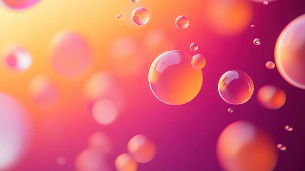 Abstract floating spherical shapes catch light on magenta and gold gradient backdrop transparent background photo