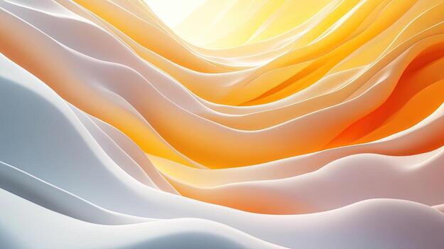 Abstract white and golden layers cascade, creating depth with a smooth gradient photo
