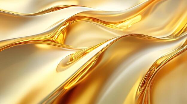 Shining gold liquid waves create a mesmerizing flowing abstract background, shimmering with bright reflections photo