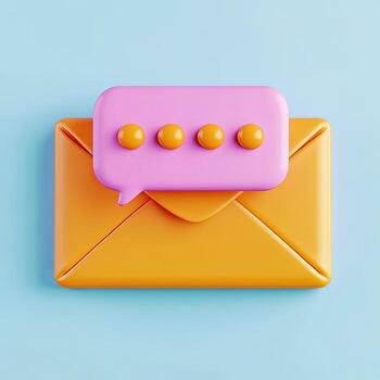 aislado dibujos animados correo electrónico mensaje descansa, mostrando notificación burbuja con puntos en contra un azul fondo foto