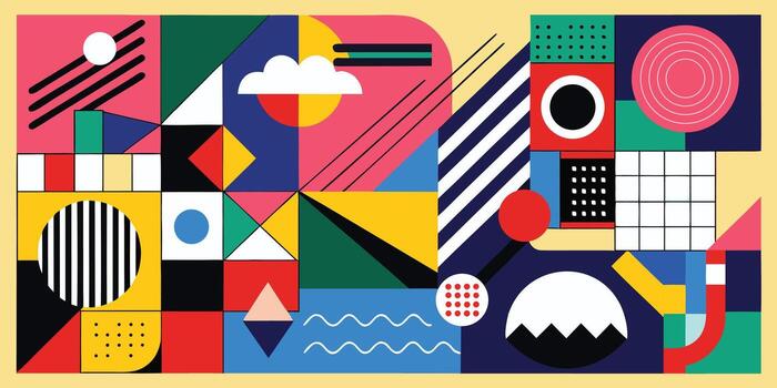 Abstract geometric shapes in bold colors and patterns vector