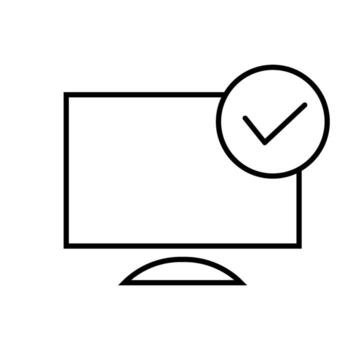 computadora monitor con cheque marca icono terminado blanco fondo, línea estilo, ilustración vector