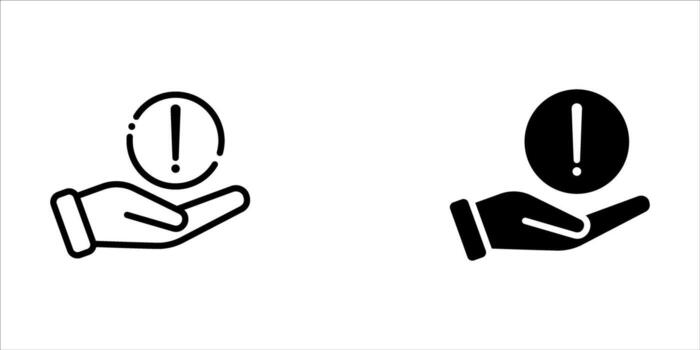 icon set of disclaimer symbol triangle, hand, circle with exclamation mark. illustration on white background vector