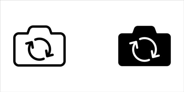 Switch from front to back camera flat icon set for apps on white background. color editable vector