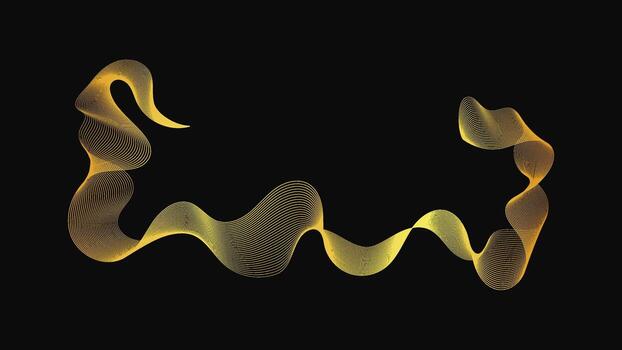 backdrop with golden waves on dark background. Modern technology background, wave design. Fine illustration vector