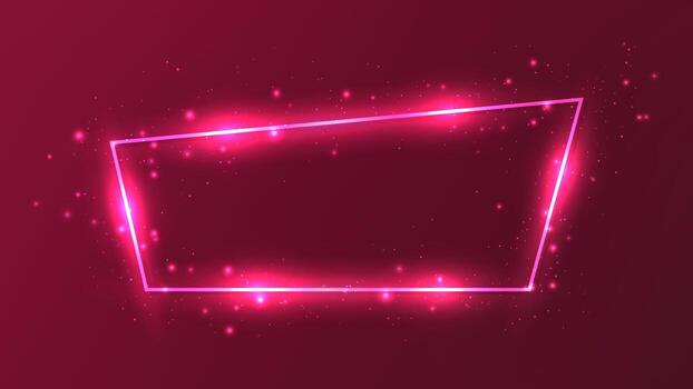 Pink neon frame with sparkles vector