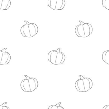 Outline pumpkins seamless pattern. Easy changeable color of pattern and background. vector