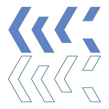 azul y blanco cheurón flechas y formas arreglado en filas en blanco antecedentes ilustración vector