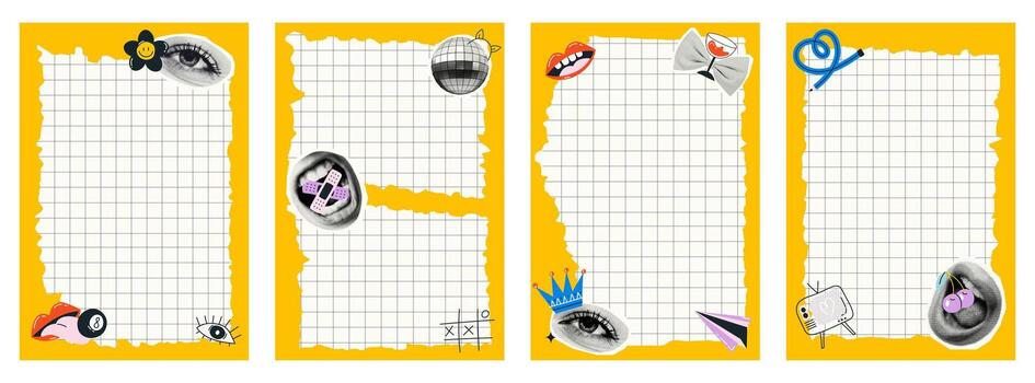 Checklist template with halftone collage elements vector