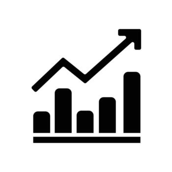 negro flecha creciente señalando arriba en gráfico grafico barras icono vector