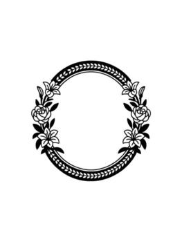 Elegant circular floral frame with delicate rose and lily motifs intertwined with laurel leaf patterns on a neutral light background perfect for invitations and decorative borders vector