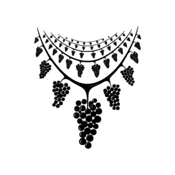 estilizado ilustración de uva racimos colgando desde devanado vides formando un elegante decorativo arco en contra un limpiar antecedentes vector