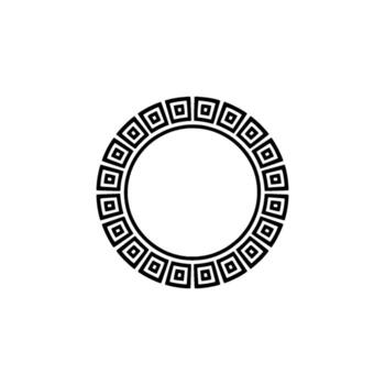 A minimalist circular Greek meander pattern border with concentric squares isolated on a light neutral textured background for elements vector