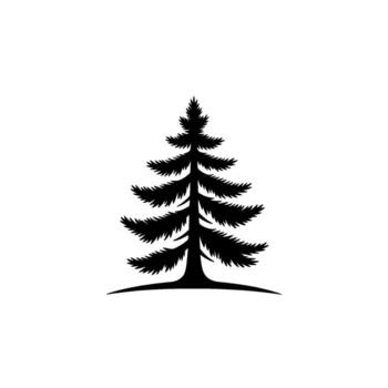 un minimalista silueta de un conífero hojas perennes árbol con en capas ramas y un sutil degradado efecto en contra un limpiar antecedentes vector