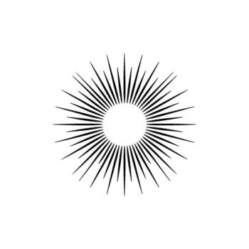 A minimalist abstract sunburst radiating outwards with sharp pointed rays and a clean circular opening at its center against a muted light gray background vector