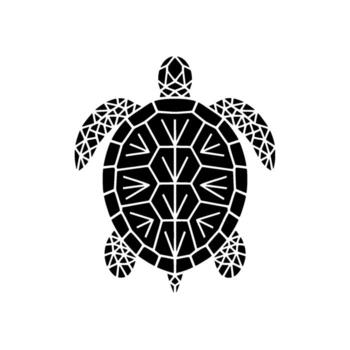 Geometric sea turtle silhouette with polygon shell pattern against a plain background perfect for oceanic or minimalist designs vector