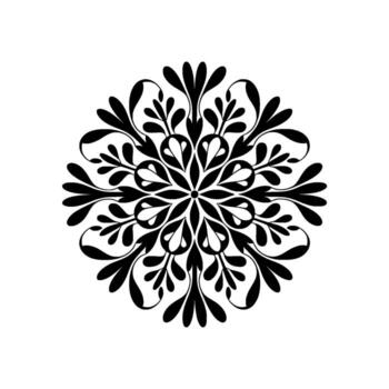 Intricate floral mandala with repeating petal shapes and curved stems creating a symmetrical ornamental circular on a background vector