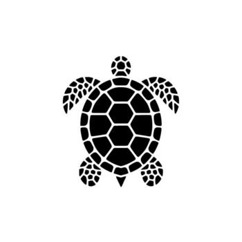un minimalista geométrico silueta de un mar Tortuga con un estampado cáscara y aletas aislado en un limpiar antecedentes creando un sencillo vector