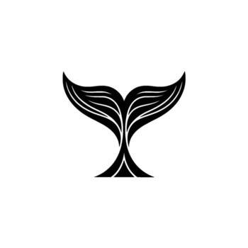 Elegant stylized silhouette of a whale tail with flowing lines and a clean isolated on a simple background perfect for logos vector
