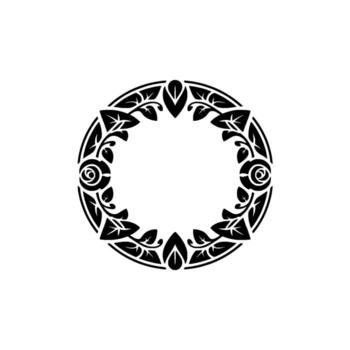 A sophisticated circular emblem featuring stylized roses and leaves creating an elegant and timeless decorative border suitable for formal applications vector