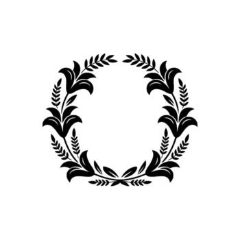 Elegant circular floral wreath composed of stylized lily flowers and delicate leaves on a clean background creating a sophisticated frame vector