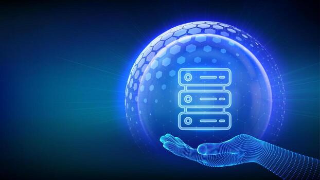 Hand holding digital data storage graphic vector