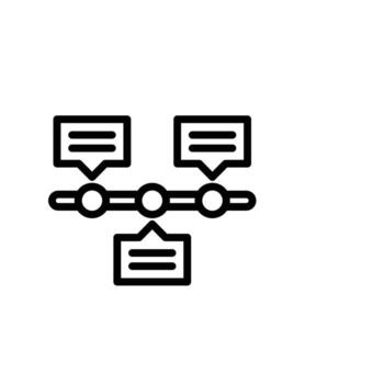 Black Timeline with Square Chat Bubbles on White Background vector