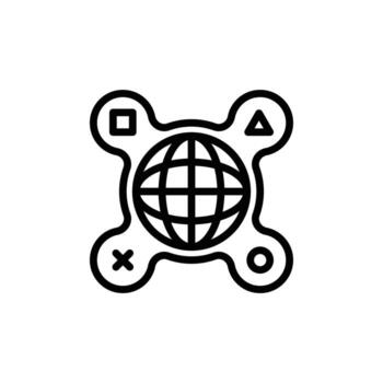 Black Globe with Game Controller Elements Icon vector