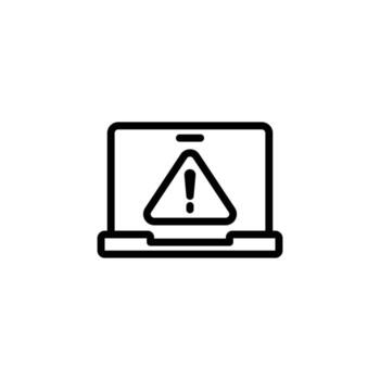 negro ordenador portátil computadora mostrando advertencia alerta símbolo en blanco antecedentes vector