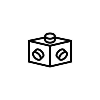 Minimalist Cube Block Outline Toy Construction Element vector