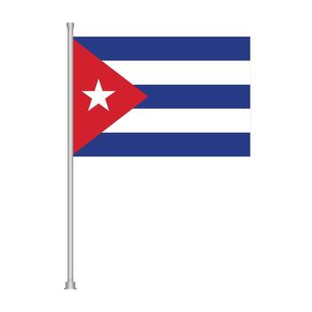 Cuban flag waving on a pole against a red background vector