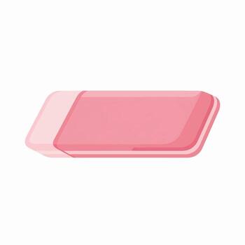 A pink rectangular rubber eraser with a lighter pink slanted end ideal for office and school use vector