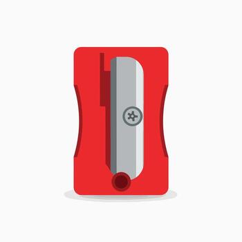 A Simple Red Plastic Pencil Sharpener Tool for Sharpening Writing Instruments vector