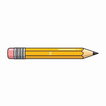 A Simple Yellow Pencil With Eraser and Sharp Point Showing the Number Two vector