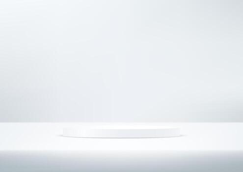 White Background Empty Room Studio with podium Space for selling products on the website. illustration. vector