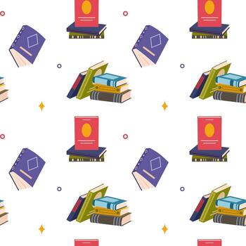 pattern with different books vector