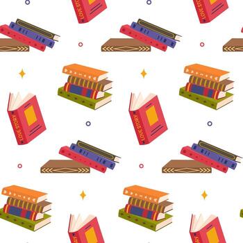 Seamless background with different books vector