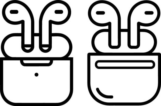 Wireless earbuds with charging case minimal outline style design elements vector