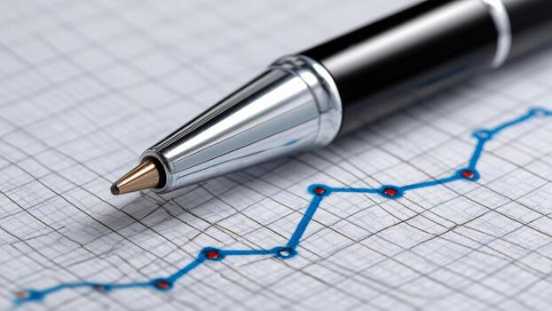 Pen finance tax budget financial accounting concept with graph chart on paper for business growth and analysis photo