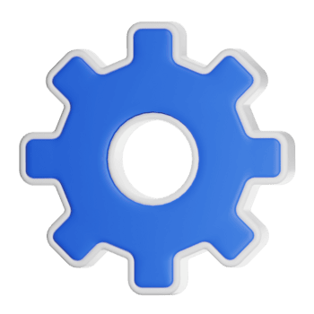 Blue gear rotating on transparent background symbolizing settings png